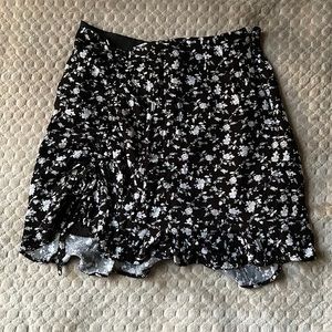 black and white floral mini skirt